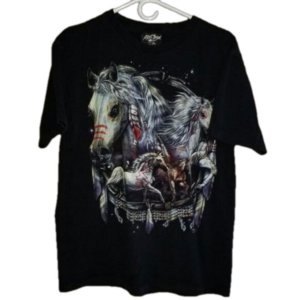 Rock Chang Double Sided Horse Graphic T Shirt Label Reads Size Large